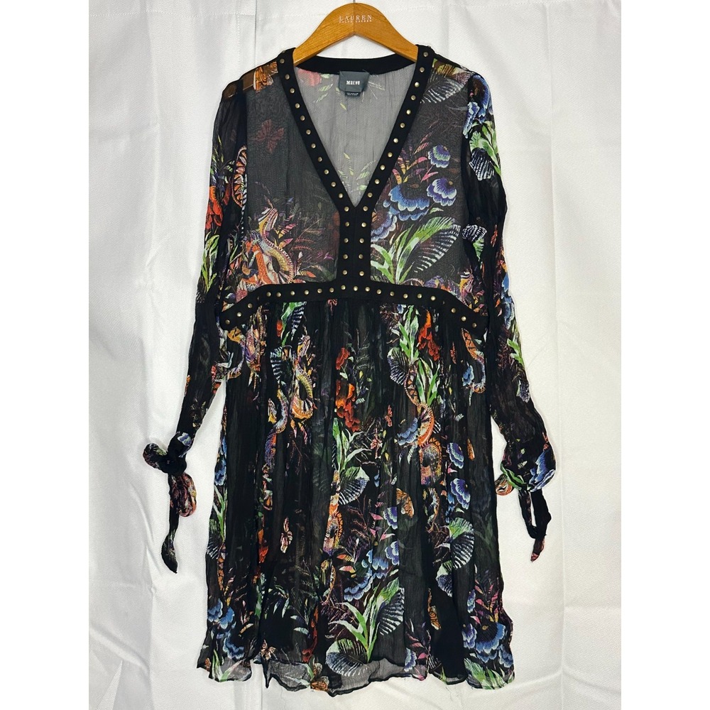 Maeve Anthropologie Size 4 Sheer Floral Tunic Dress Overlay Boho Whimsigoth Y2K - Picture 2 of 7
